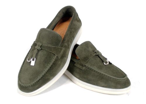 Мистика – дамски мокасини от естествен велур каки с гъвкаво ходило и кожена стелка