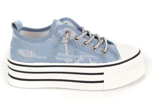 дамски кецове светъл деним на платформа, модел 2902-4