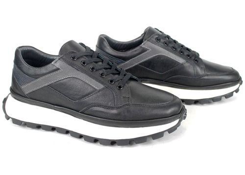 Мъжки спортни обувки от естествена кожа в черно Verso Notte – комфорт и стил