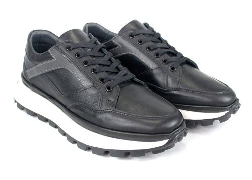 Мъжки спортни обувки от естествена кожа в черно Verso Notte – комфорт и стил