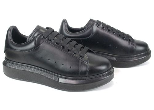 Мъжки спортни обувки от естествена кожа Nero Dentro – черни, с шито ходило