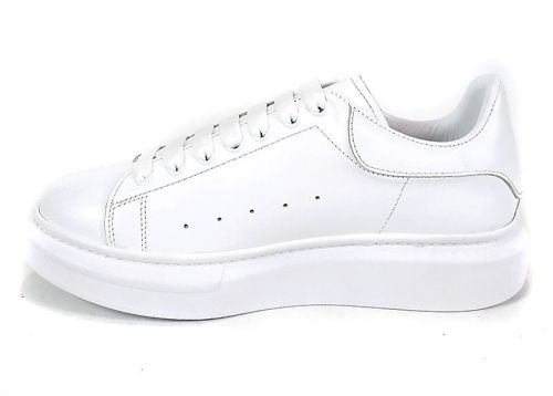 Мъжки спортни обувки Nero Dentro от бяла естествена кожа с шито ходило