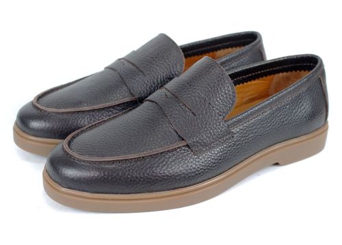 Мъжки обувки Linea Nobile – кафява флотер кожа с олекотено гъвкаво ходило