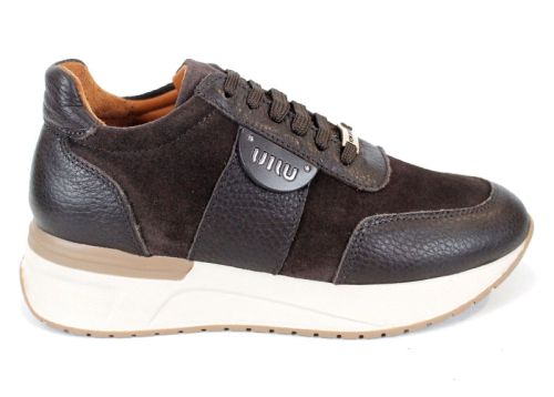 Дамски сникърси Bruna Forte от кафява флотер кожа и велур – модерни за сезона