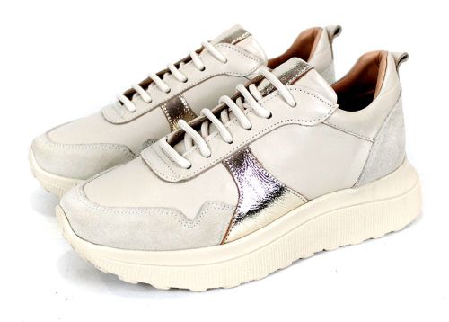 Дамски сникърси Aurea Luce от естествена кожа и велур с бежов цвят и златист детайл