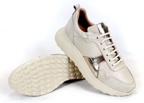 Дамски сникърси Aurea Luce от естествена кожа и велур с бежов цвят и златист детайл