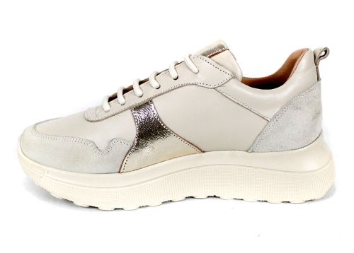 Дамски сникърси Aurea Luce от естествена кожа и велур с бежов цвят и златист детайл