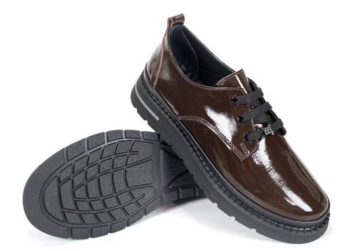 дамски ежедневни обувки от естествен лак в кафяво – Classica Bruna