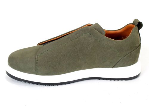 модни мъжки обувки от естествен набук каки без връзки с ластици и спортно ходило