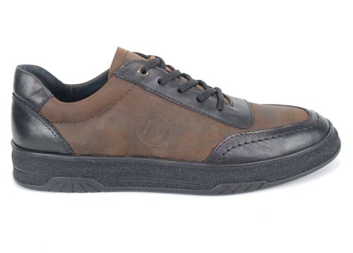 мъжки ежедневни обувки Noir Rustique от естествена кожа в черно и кафяво