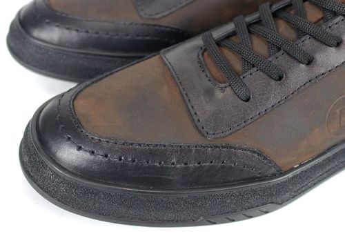 мъжки ежедневни обувки Noir Rustique от естествена кожа в черно и кафяво