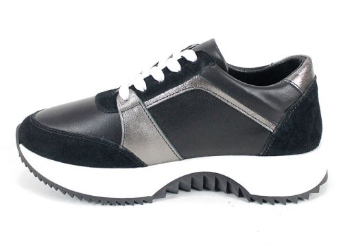 дамски сникърси естествена кожа черно платина