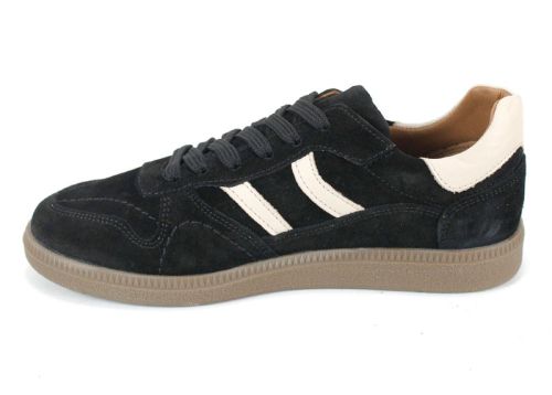 дамски ретро сникърси Auria Tempo от естествен велур черно с бежови елементи