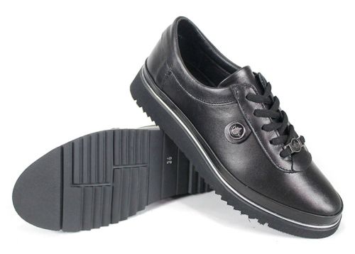 дамски обувки Linea Nova изцяло черни от естествена кожа