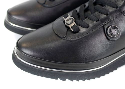 дамски обувки Linea Nova изцяло черни от естествена кожа