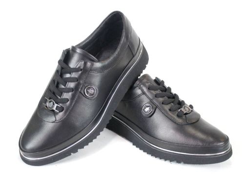 дамски обувки Linea Nova изцяло черни от естествена кожа