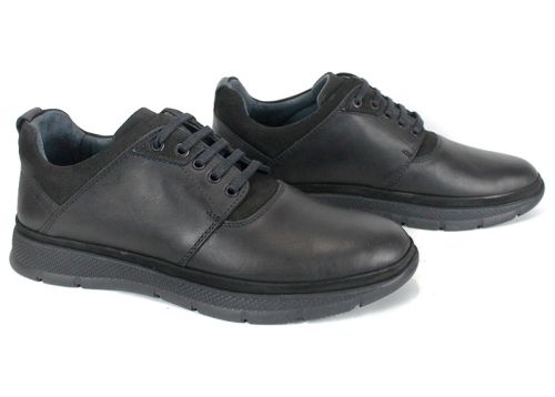 Мъжки обувки Strado, черни ежедневни обувки от естествена кожа със спортно ходило