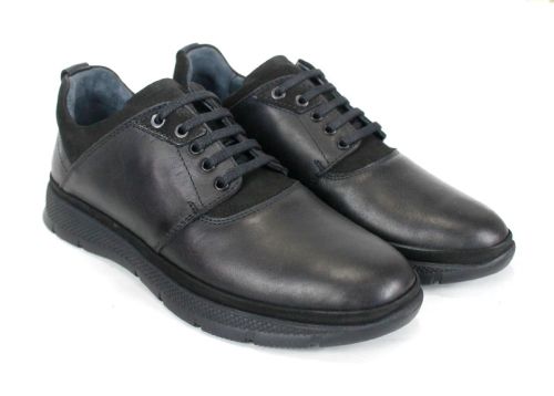 Мъжки обувки Strado, черни ежедневни обувки от естествена кожа със спортно ходило