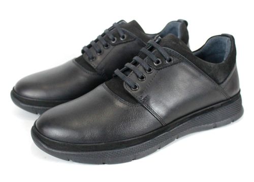 Мъжки обувки Strado, черни ежедневни обувки от естествена кожа със спортно ходило