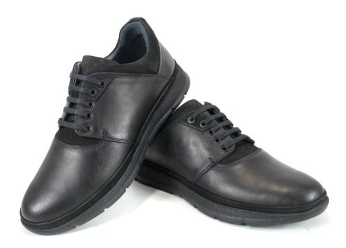 Мъжки обувки Strado, черни ежедневни обувки от естествена кожа със спортно ходило