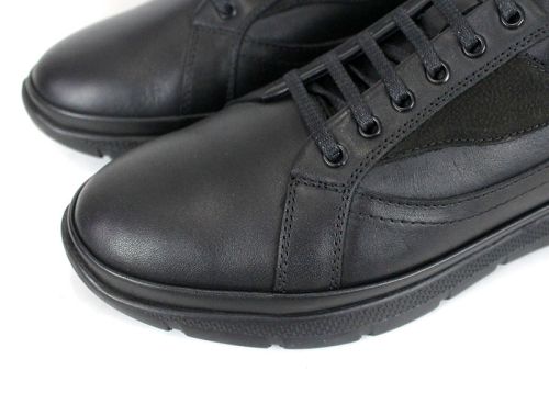 мъжки обувки Stravio, черни ежедневни обувки от естествена кожа със спортно ходило