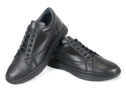 мъжки обувки Stravio, черни ежедневни обувки от естествена кожа със спортно ходило