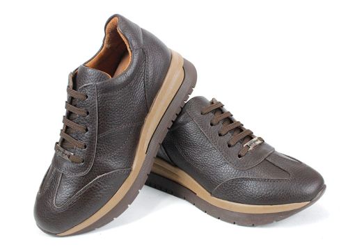 Дамски сникърси Елета от естествена кожа флотер, кафяви