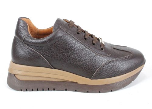 Дамски сникърси Елета от естествена кожа флотер, кафяви