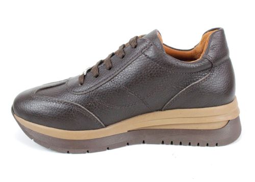 Дамски сникърси Елета от естествена кожа флотер, кафяви