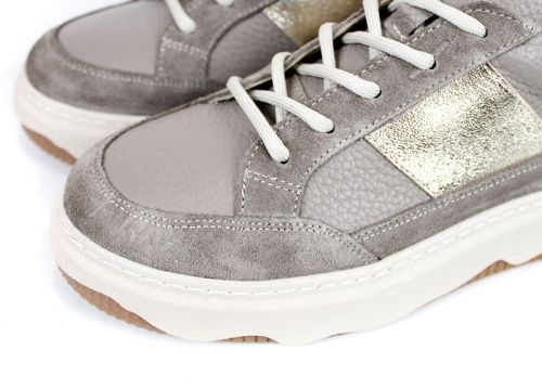 Дамски сникърси Авилета от визон кожа и велур със златен акцент и бяла подметка