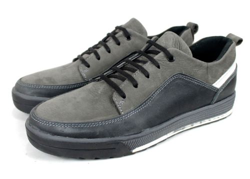 мъжки ежедневни обувки от естествен набук и кожа в сив цвят