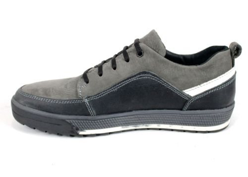 мъжки ежедневни обувки от естествен набук и кожа в сив цвят