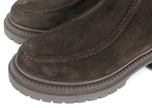 Дамски боти Luce Velluto от естествен велур в тъмнокафяв цвят с плюшен хастар и стабилно ходило с грайфер – стил и комфорт за зимата.