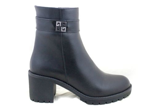 дамски елегантни боти Serena Forte от естествена кожа с ток, топъл хастар и декоративен акцент