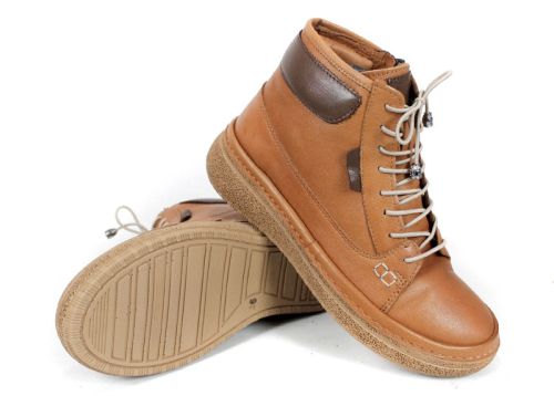 дамски меки боти Mira Senso от естествена кожа в светло кафяво с гъвкаво шито ходило