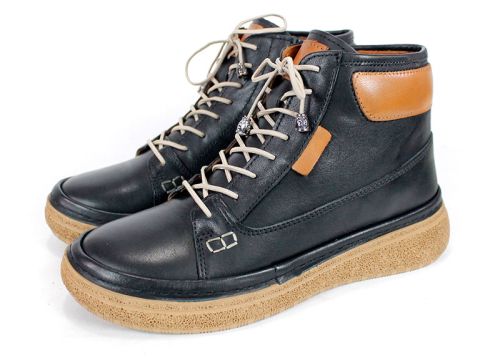 дамски боти Mira Senso Black Edition от естествена кожа с гъвкаво шито ходило