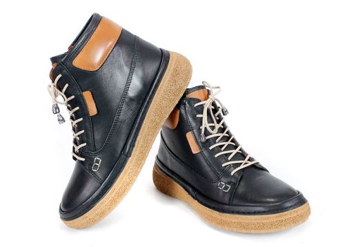 дамски боти Mira Senso Black Edition от естествена кожа с гъвкаво шито ходило