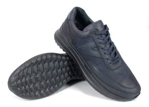 мъжки обувки Делато от тъмносин набук с естествена кожа