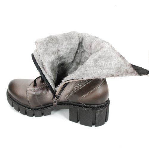 дамски кубинки Velluto Ombra от естествена кожа визон с ефект на състаряване и топъл хастар