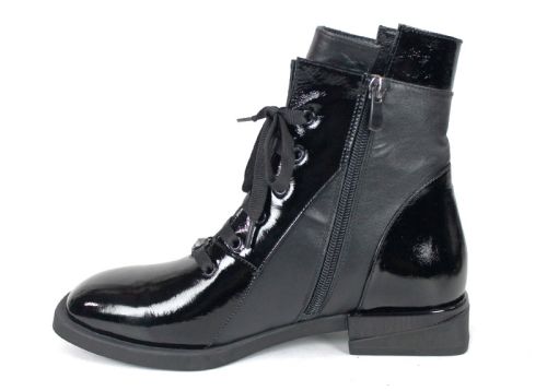 Дамски елегантни боти Luna Elegante от естествен лак – черни