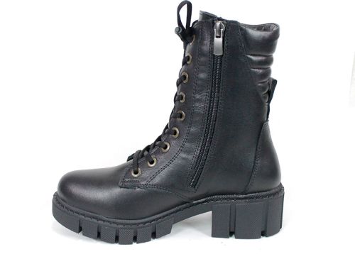 Дамски кубинки от естествена кожа – черни, с ток