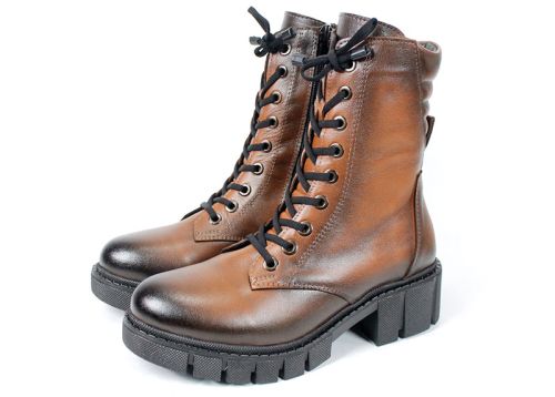 Дамски кубинки Linea Ombra от естествена кожа – светло кафяви