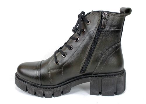 дамски кубинки Forte Ombra естествена кожа със състарен ефект и топъл хастар