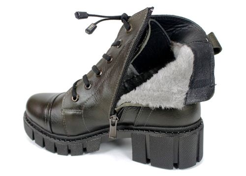 дамски кубинки Forte Ombra естествена кожа със състарен ефект и топъл хастар