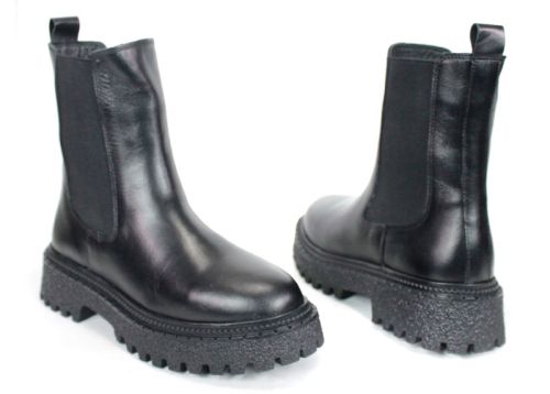 дамски боти Terra Velluto естествена кожа черни с дебело зимно ходило