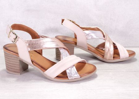 Sandale de dama cu toc joase din piele naturala in trei culori - model Melania