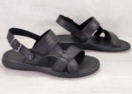 Sandale barbatesti din piele naturala de culoare neagra - model Victor