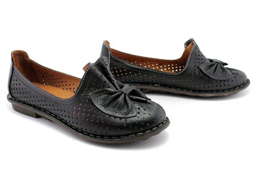 Pantofi casual dama din piele naturala de culoare neagra, model Albitsia.