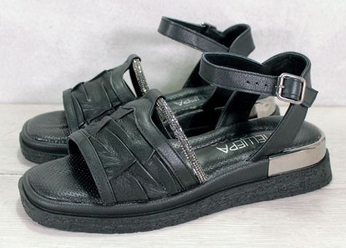 Дамски сандали от естествена кожа в черно - модел Анкона