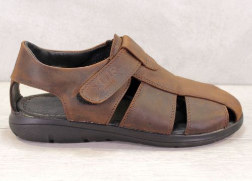 Мъжки сандали от естествена кожа в кафяво - модел Кромуел